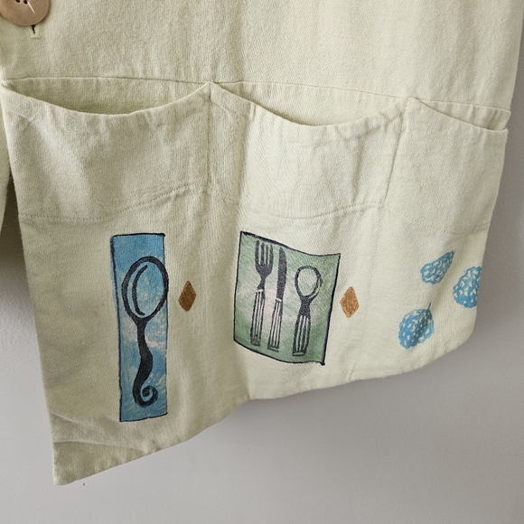 Blue Fish Butter Yellow Kitchen Utensil Button Front Vest - Picture 10 of 14